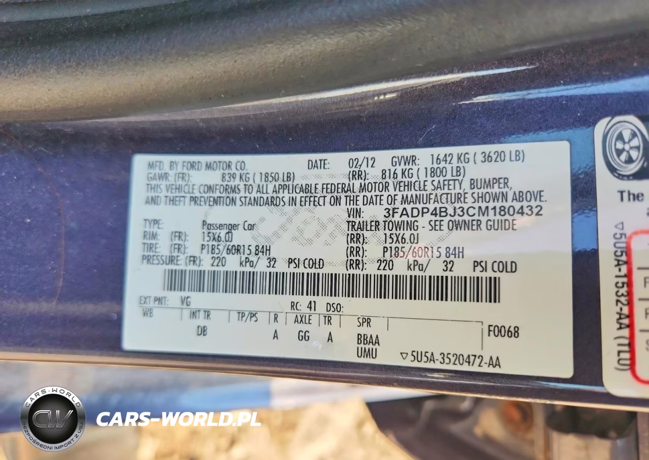 2012 Ford Fiesta Se VIN:3FADP4BJ3CM180432 - 12
