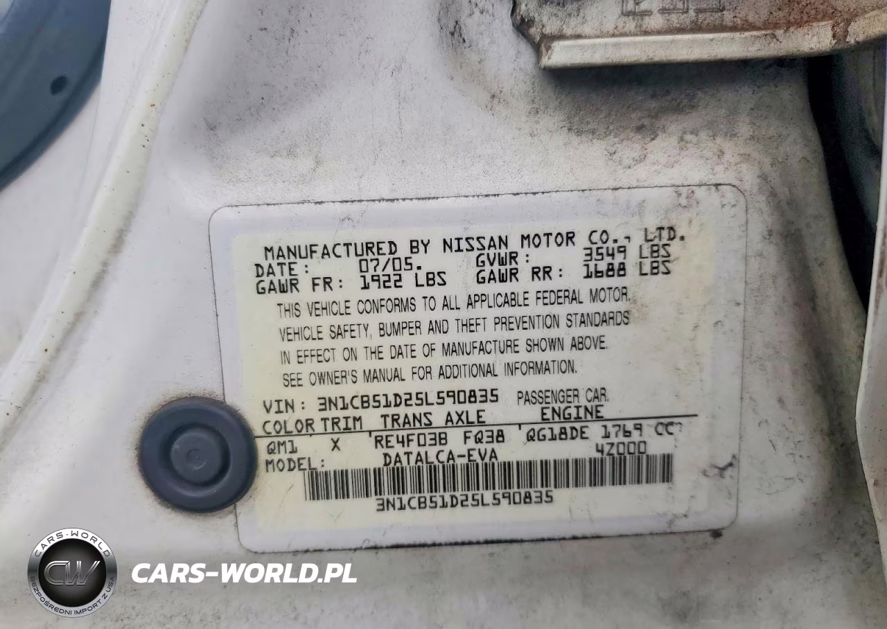 2005 Nissan Sentra 1.8 VIN:3N1CB51D25L590835 - 12