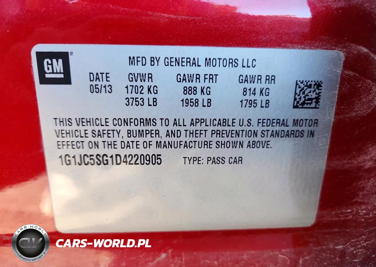 2013 Chevrolet Sonic Lt VIN:1G1JC5SG1D4220905 - 12