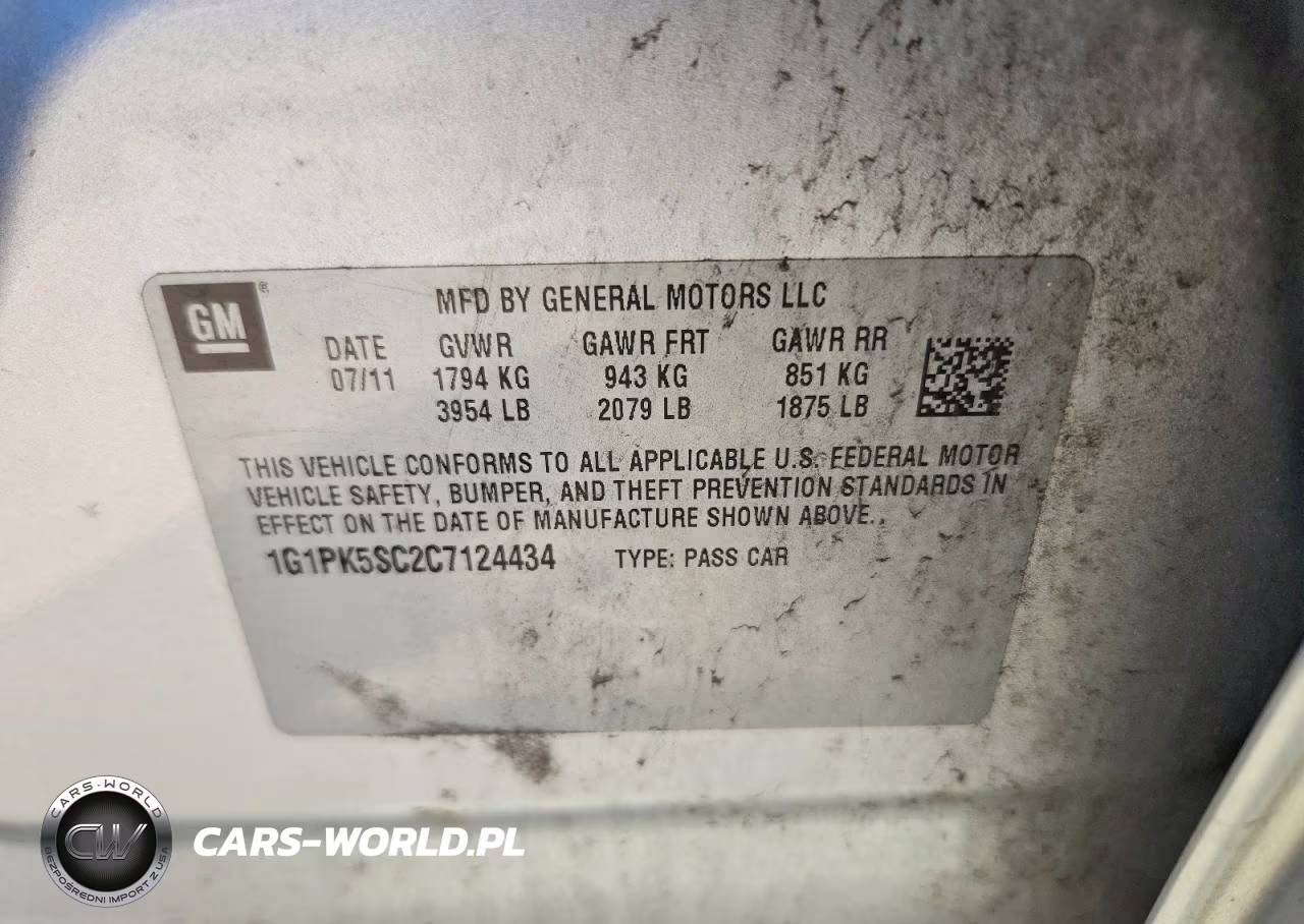 2012 Chevrolet Cruze Eco VIN:1G1PK5SC2C7124434 - 12