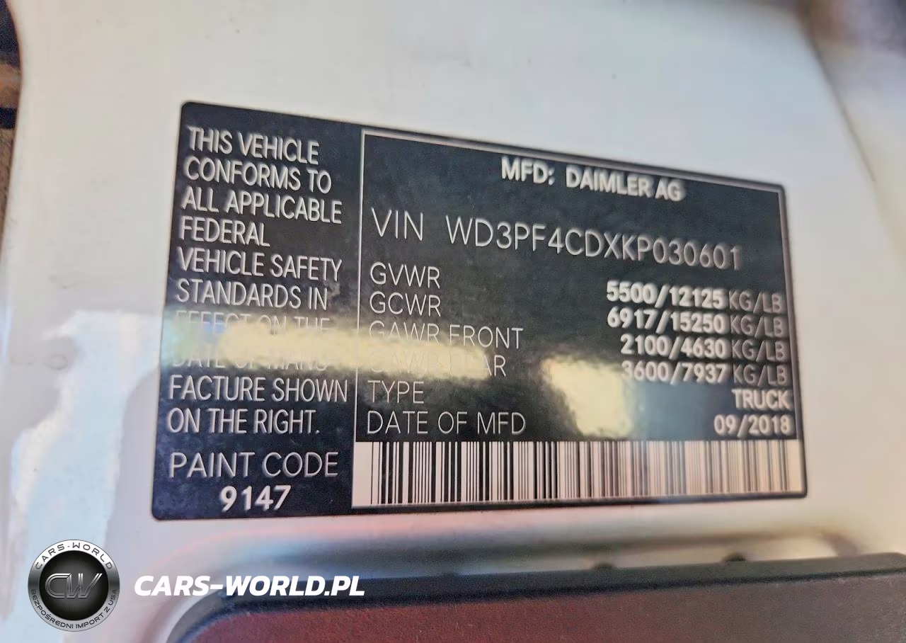2019 Mercedes-Benz Sprinter 3500-4500 Delivery Van VIN:WD3PF4CDXKP030601 - 13