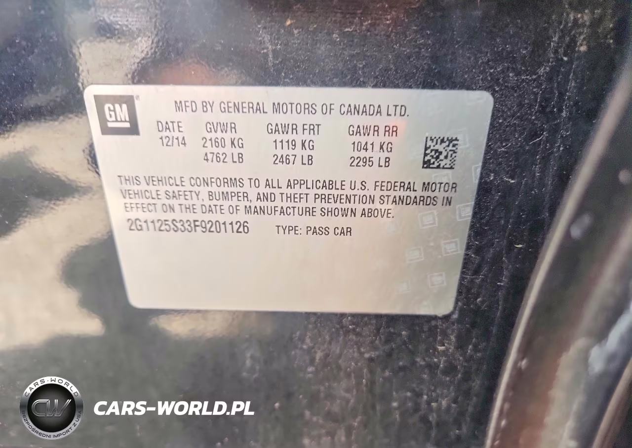 2015 Chevrolet Impala Lt VIN:2G1125S33F9201126 - 12