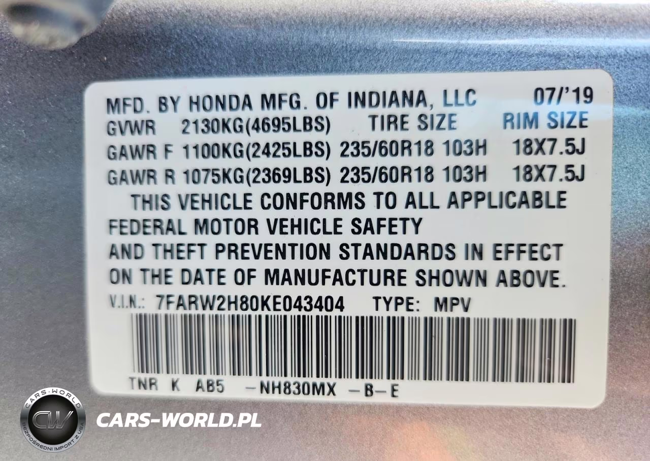 2019 Honda Cr-V Exl VIN:7FARW2H80KE043404 - 14