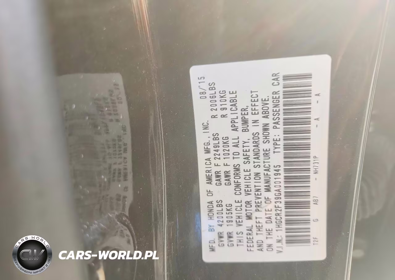 2016 Honda Accord Lx Delivery Van VIN:1HGCR2F39GA001945 - 13