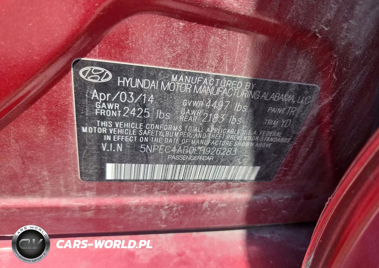 2014 Hyundai Sonata Limited 2.0T VIN:5NPEC4AB0EH926283 - 12