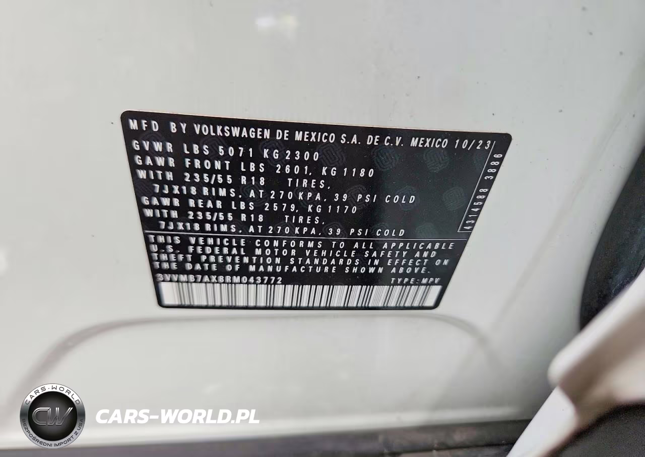 2024 Volkswagen Tiguan Se VIN:3VVMB7AX8RM043772 - 13