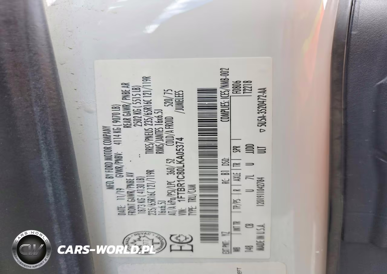 2020 Ford Transit T-250 VIN:1FTBR1C80LKA05374 - 13