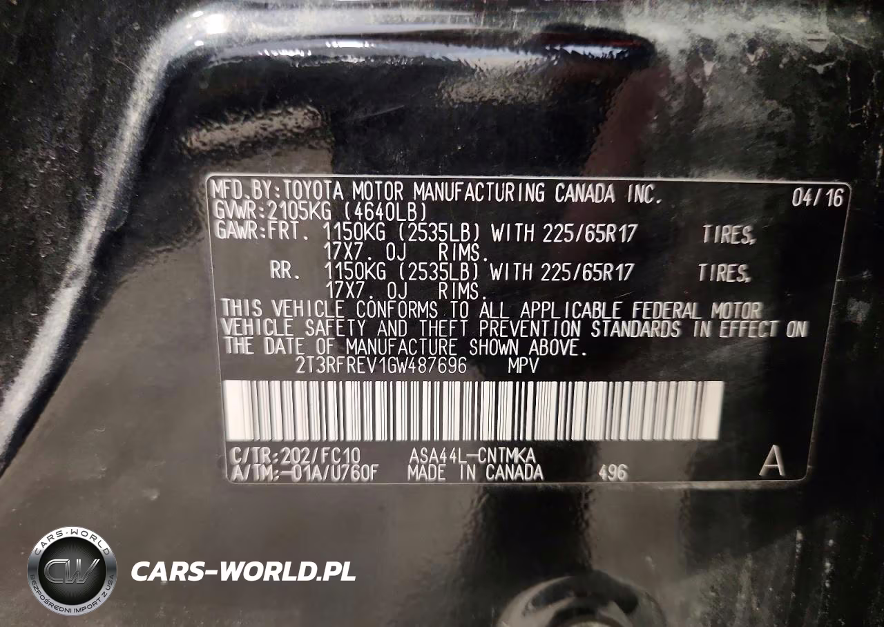 2016 Toyota Rav4 Xle VIN:2T3RFREV1GW487696 - 13
