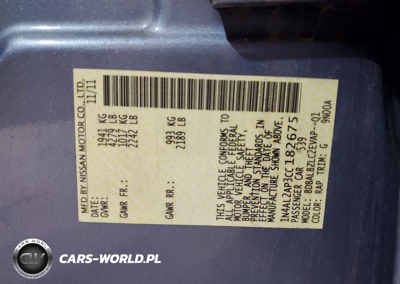 2012 Nissan Altima 2.5 VIN:1N4AL2AP3CC182675 - 13