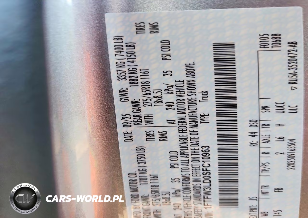 2025 Ford F150 Xlt VIN:1FTFW3LD0SFC10963 - 12