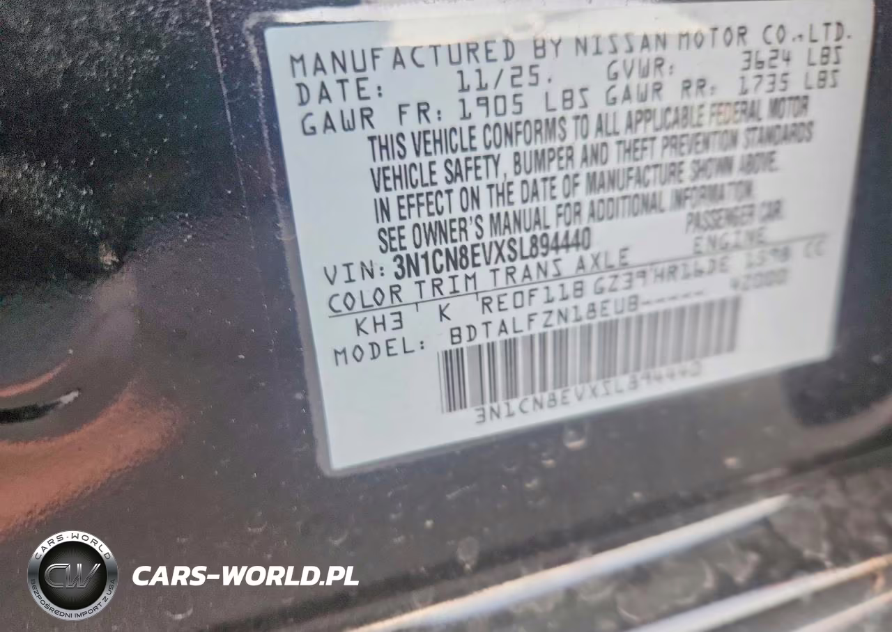 2025 Nissan Versa Sv VIN:3N1CN8EVXSL894440 - 12