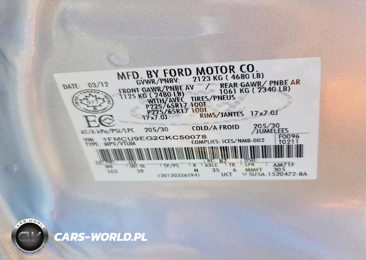 2012 Ford Escape Limited VIN:1FMCU9EG2CKC50078 - 13