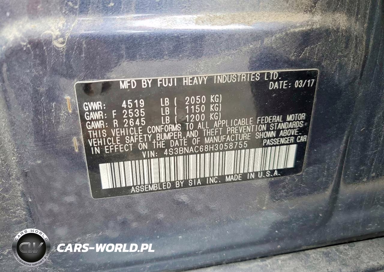 2017 Subaru Legacy 2.5I Premium VIN:4S3BNAC68H3058755 - 13