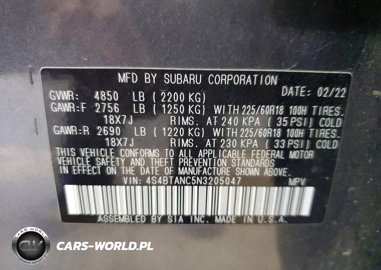 2022 Subaru Outback Limited VIN:4S4BTANC5N3205047 - 13