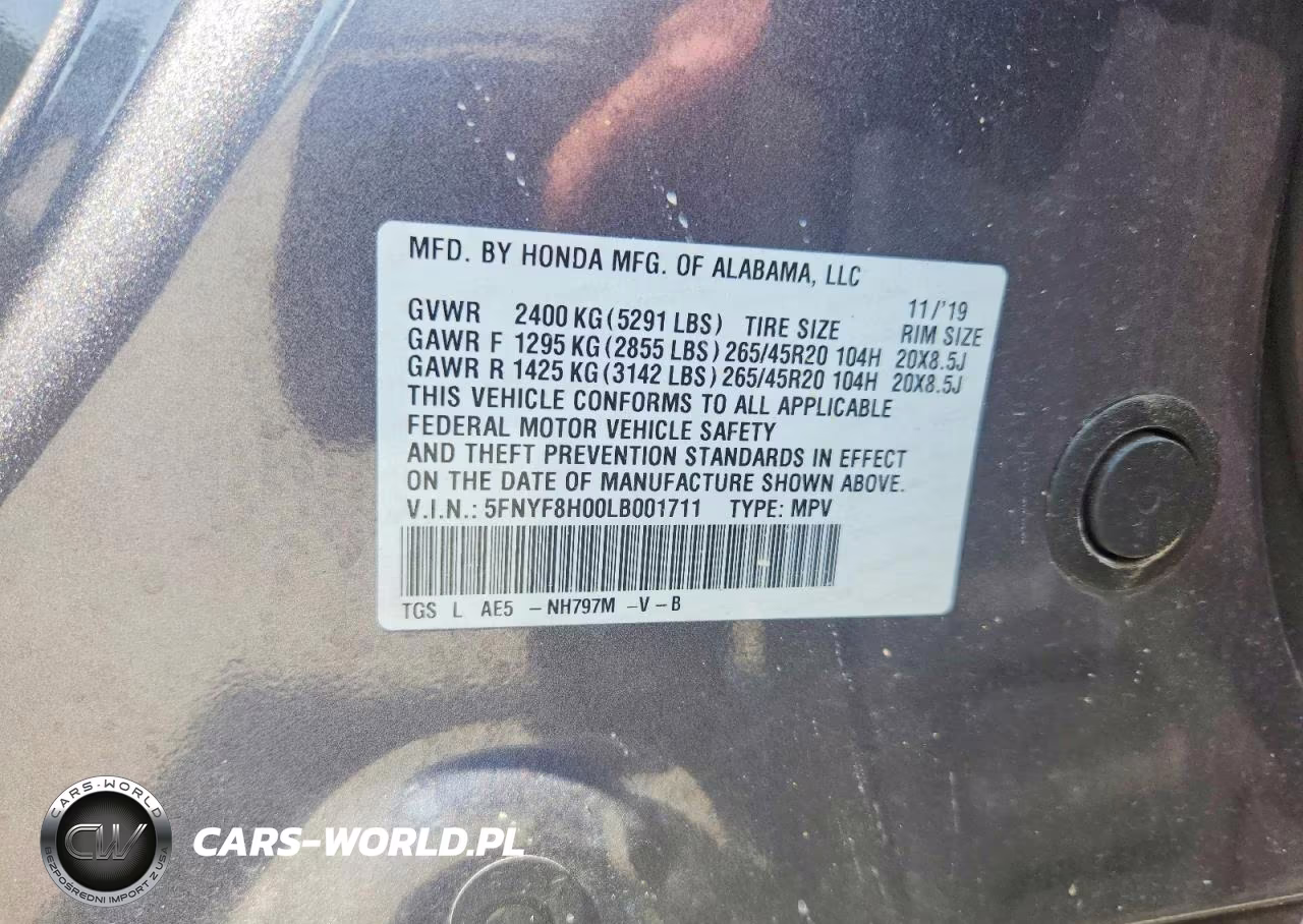 2020 Honda Passport Elite VIN:5FNYF8H00LB001711 - 12