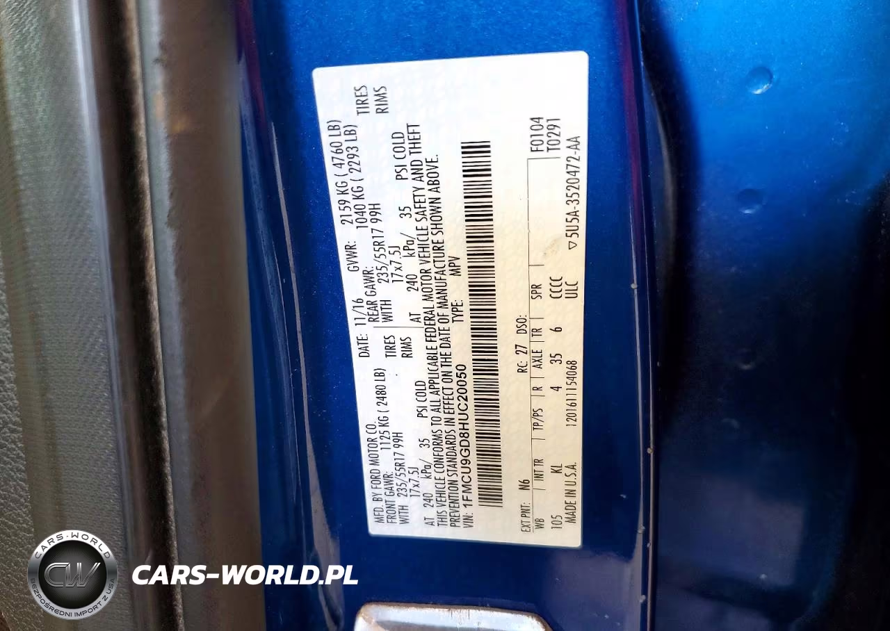 2017 Ford Escape Se VIN:1FMCU9GD8HUC20050 - 13