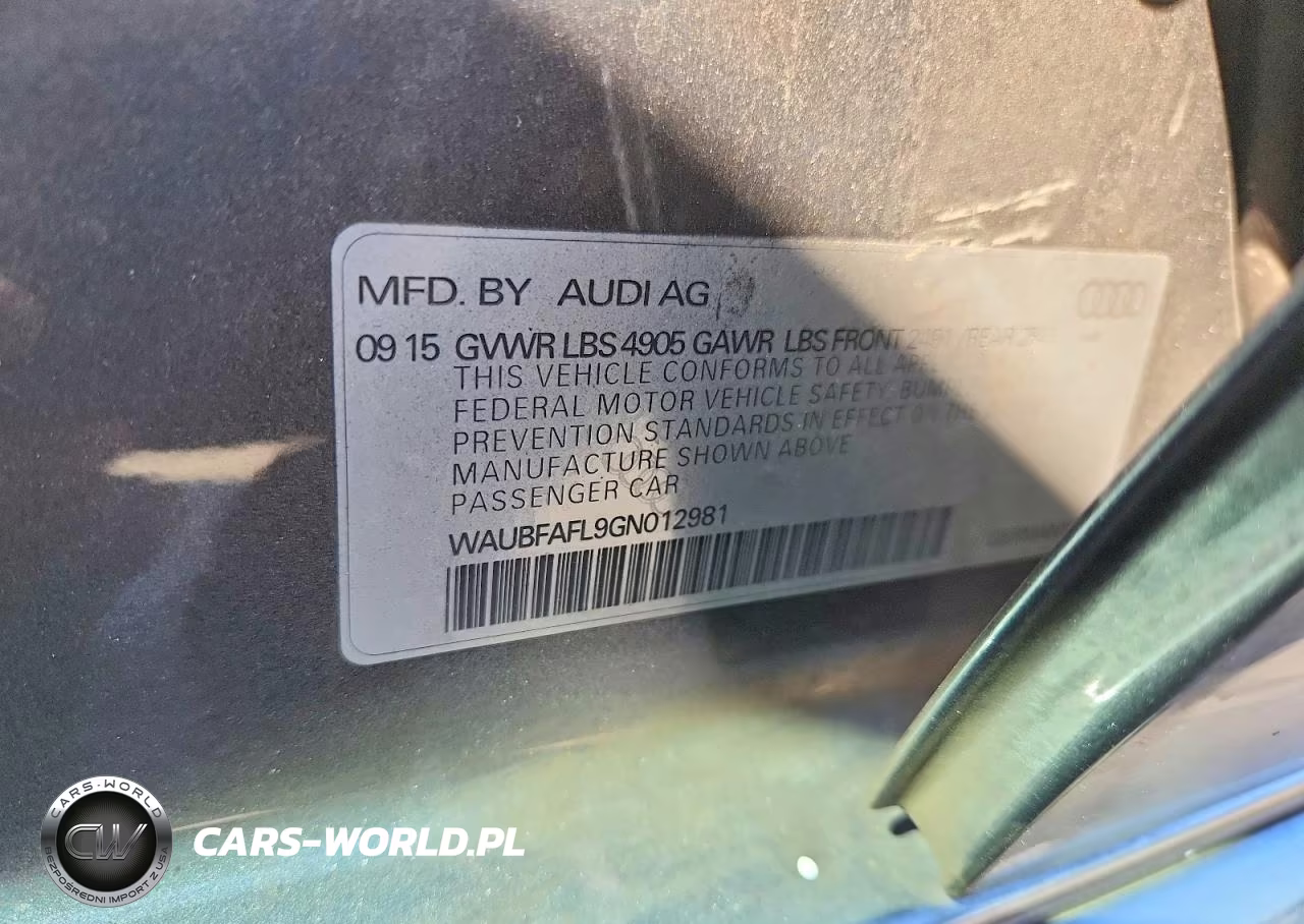 2016 Audi A4 Premium S-Line VIN:WAUBFAFL9GN012981 - 12