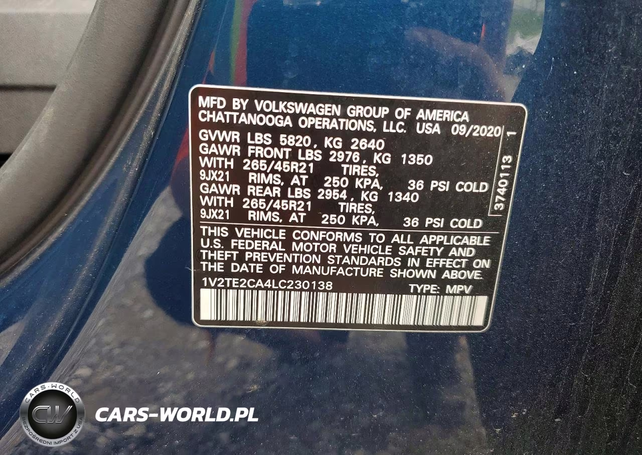 2020 Volkswagen Atlas Cross Sport Sel Premium R-Line VIN:1V2TE2CA4LC230138 - 14