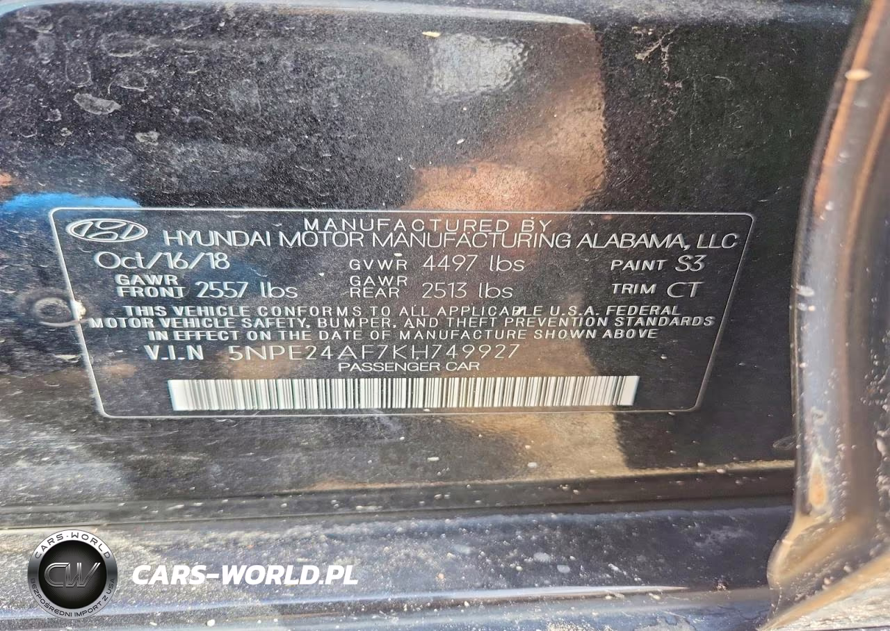2019 Hyundai Sonata Se VIN:5NPE24AF7KH749927 - 12