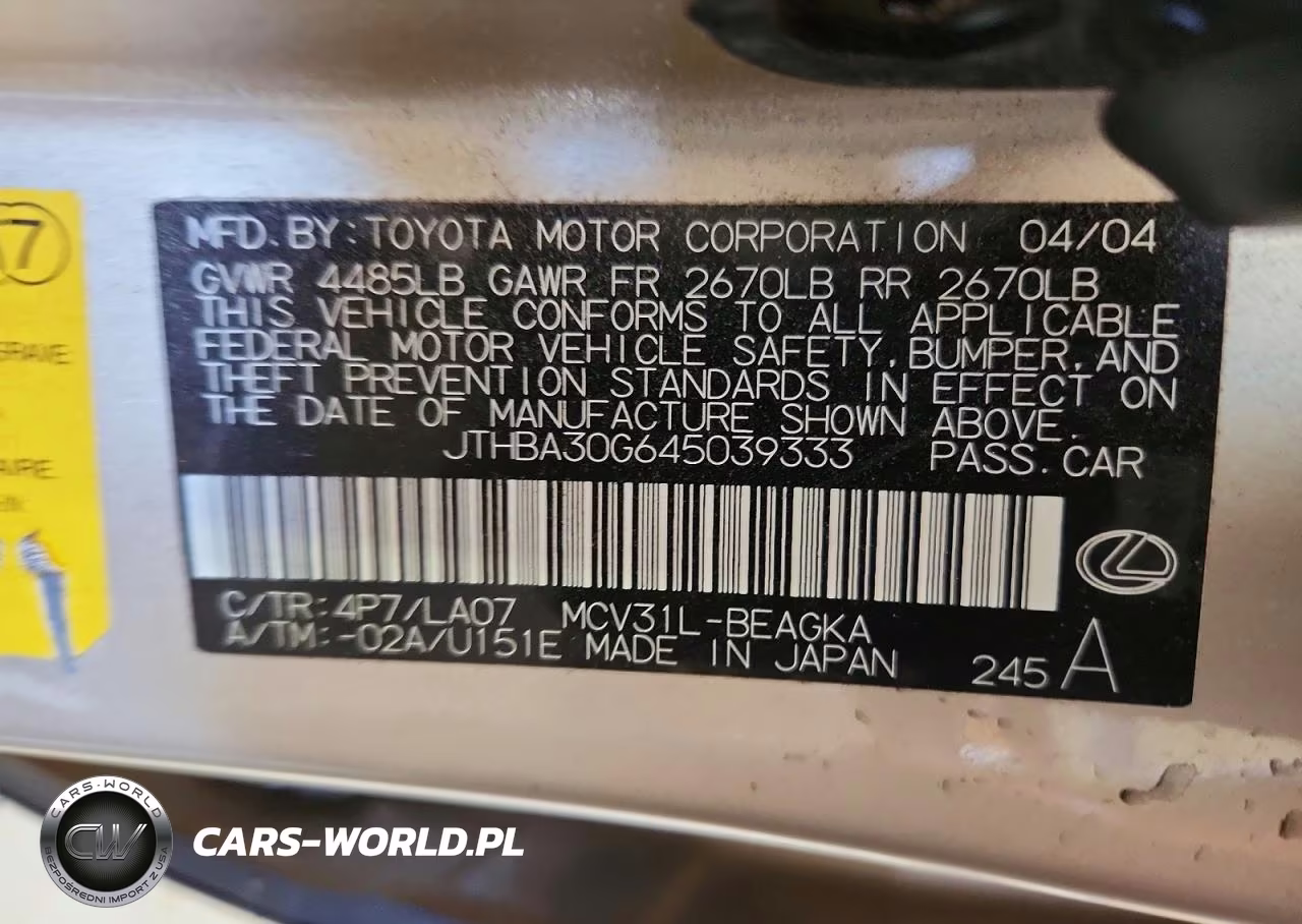 2004 Lexus Es 330 VIN:JTHBA30G645039333 - 12