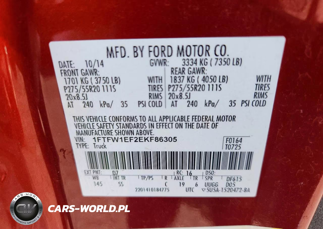 2014 Ford F150 Supercrew VIN:1FTFW1EF2EKF86305 - 12
