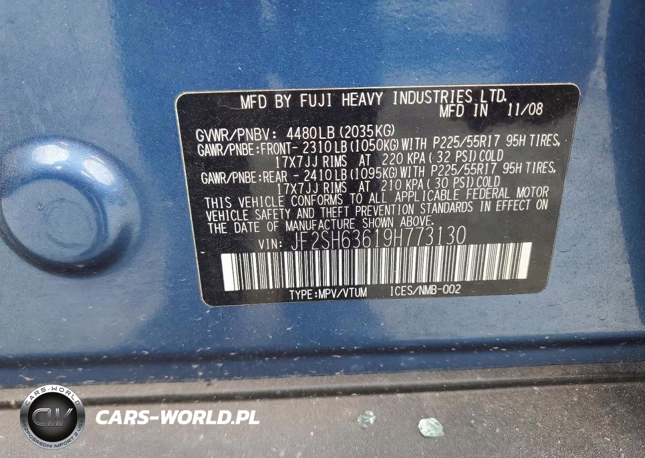 2009 Subaru Forester 2.5X Premium VIN:JF2SH63619H773130 - 12