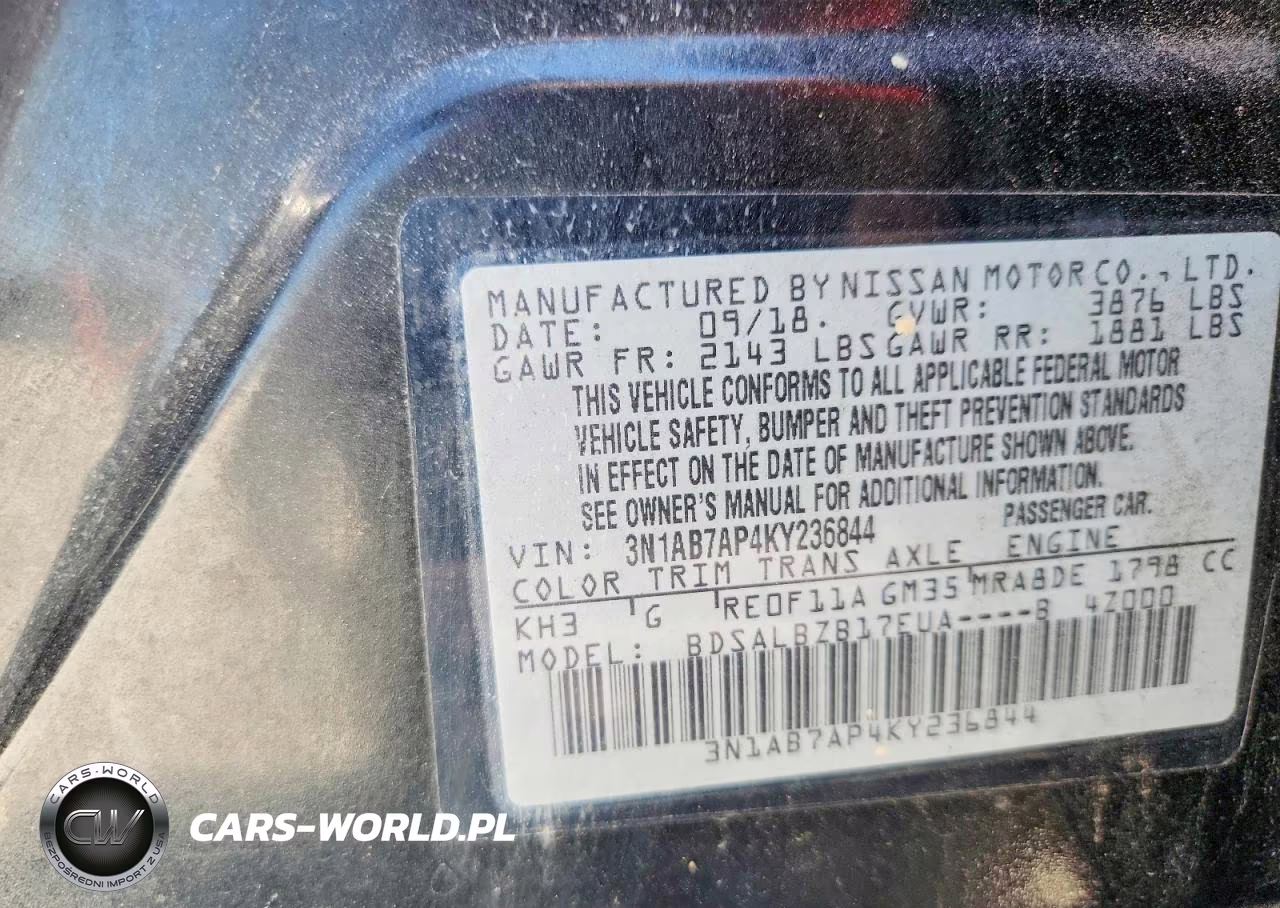 2019 Nissan Sentra S VIN:3N1AB7AP4KY236844 - 12