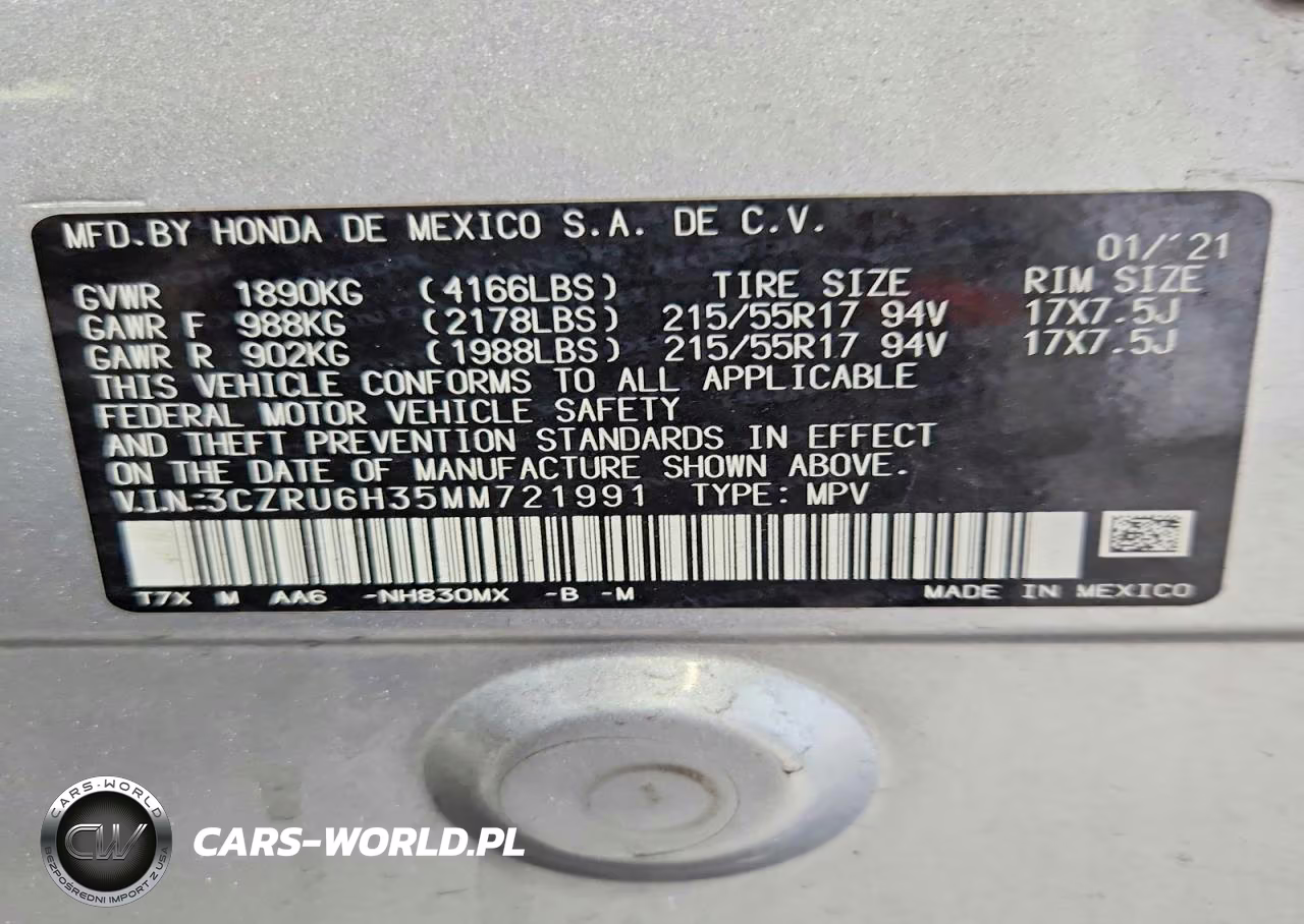 2021 Honda Hr-V Lx VIN:3CZRU6H35MM721991 - 13