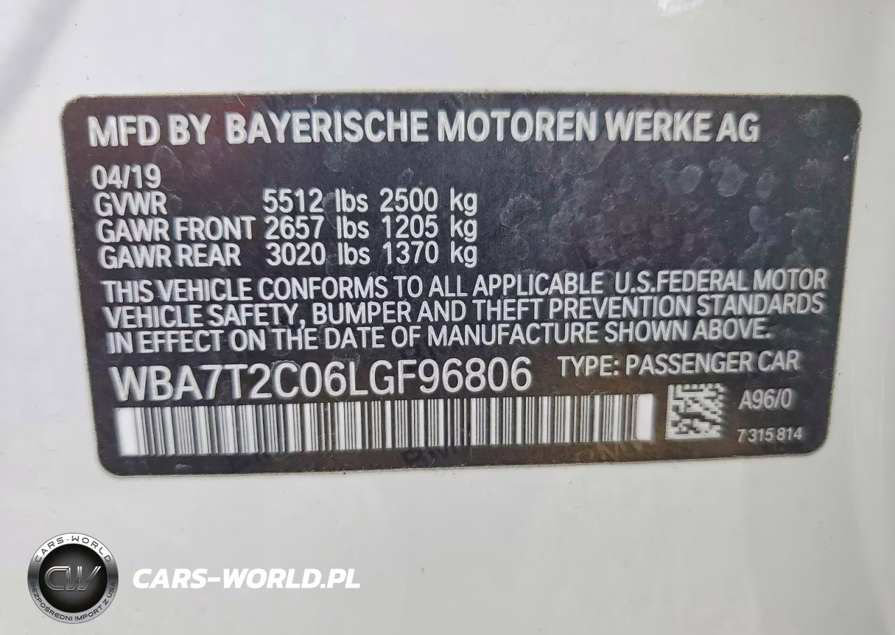 2020 BMW 740 I VIN:WBA7T2C06LGF96806 - 12