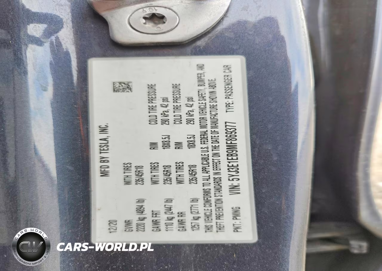 2021 Tesla Model 3 VIN:5YJ3E1EB9MF869377 - 12