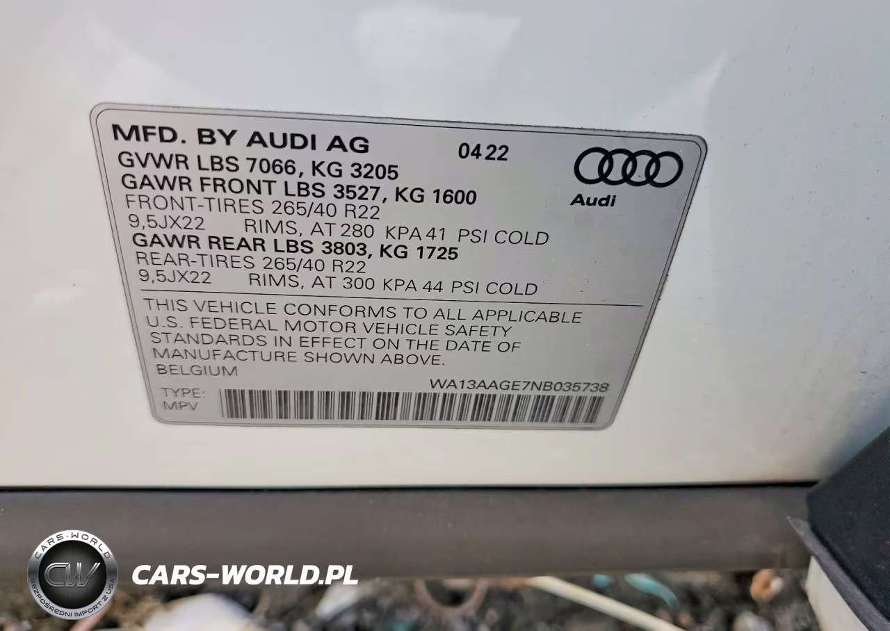 2022 Audi E-Tron Sportback Prestige VIN:WA13AAGE7NB035738 - 13