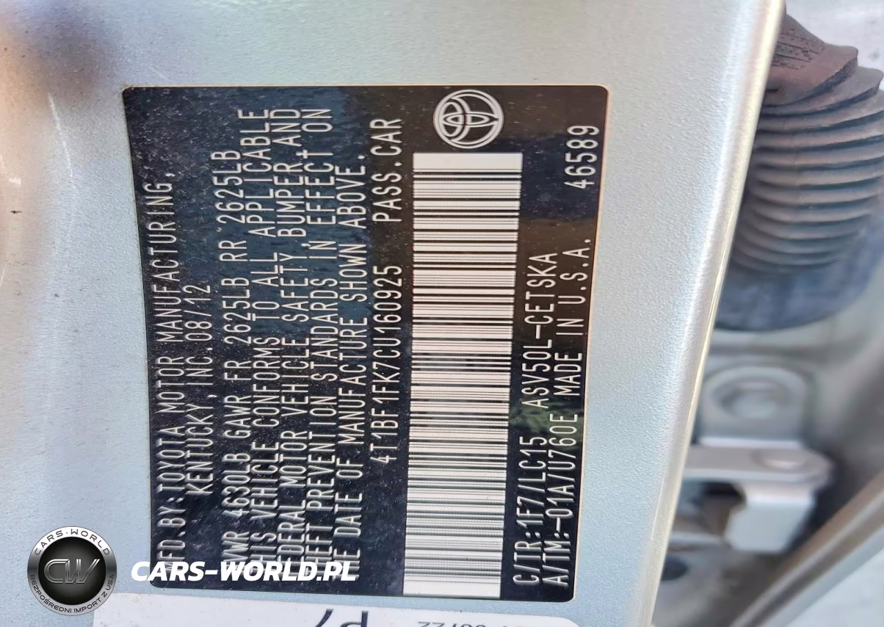 2012 Toyota Camry Se VIN:4T1BF1FK7CU160925 - 12