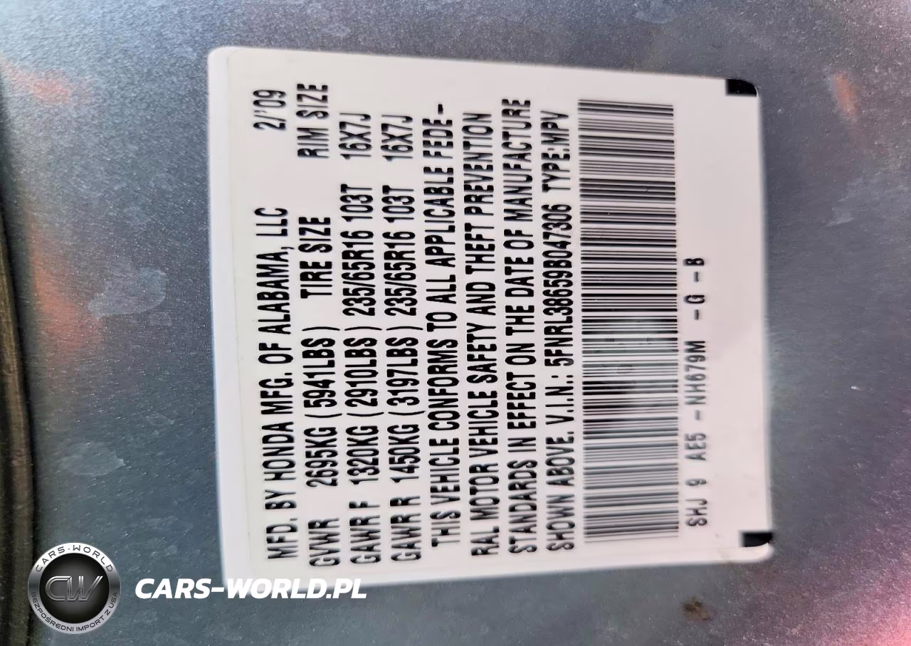 2009 Honda Odyssey Exl VIN:5FNRL38659B047306 - 14