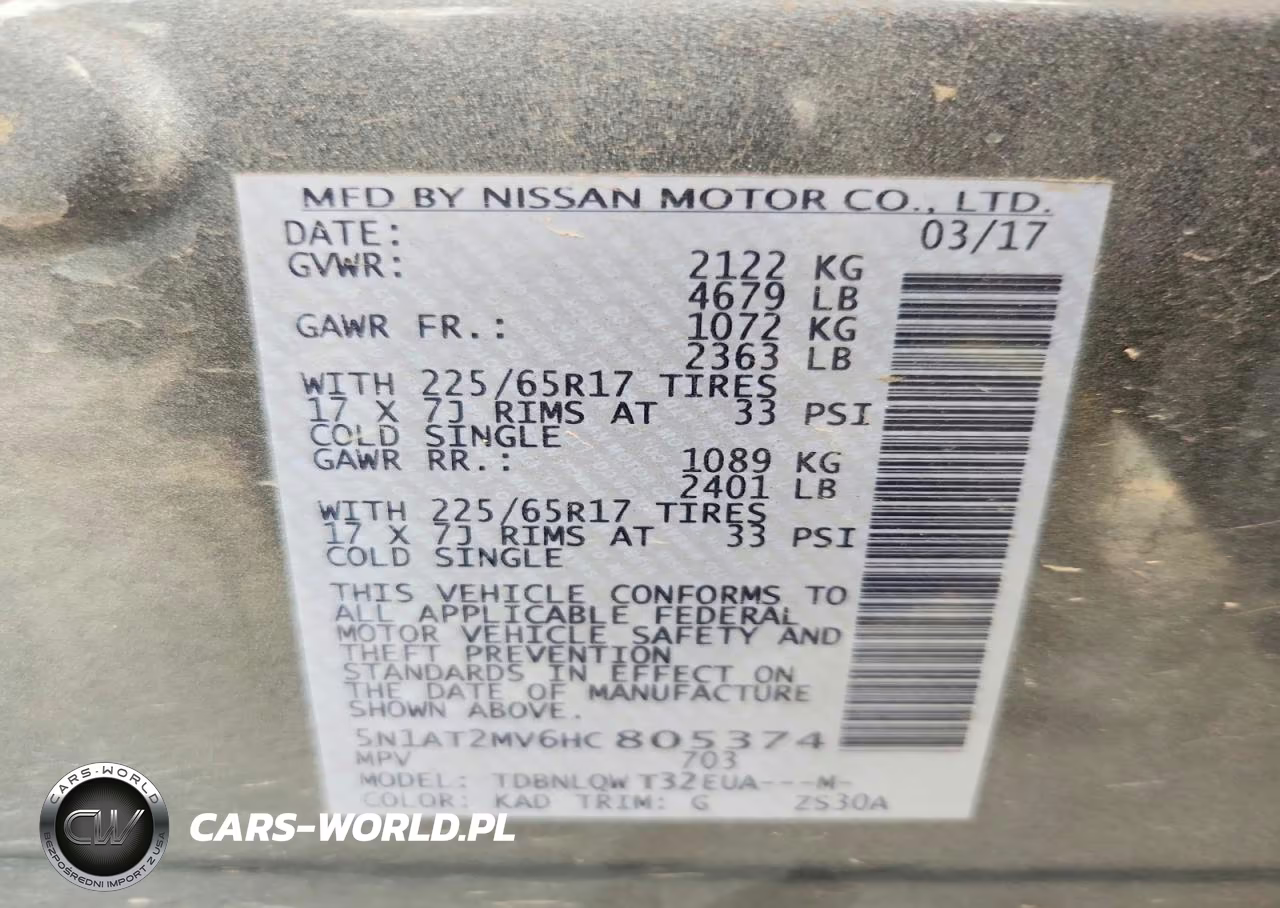 2017 Nissan Rogue Sv VIN:5N1AT2MV6HC805374 - 14
