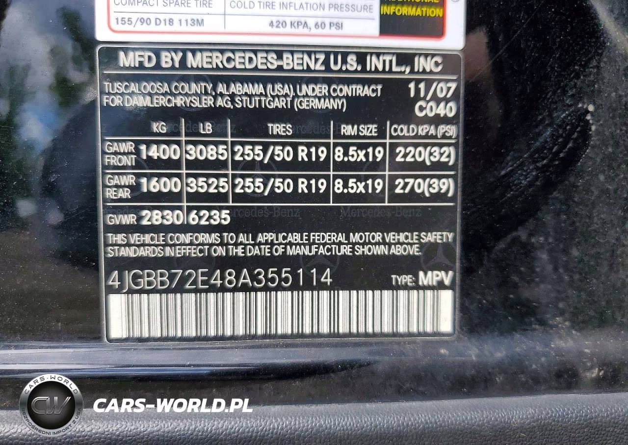 2008 Mercedes-Benz Ml 550 VIN:4JGBB72E48A355114 - 13