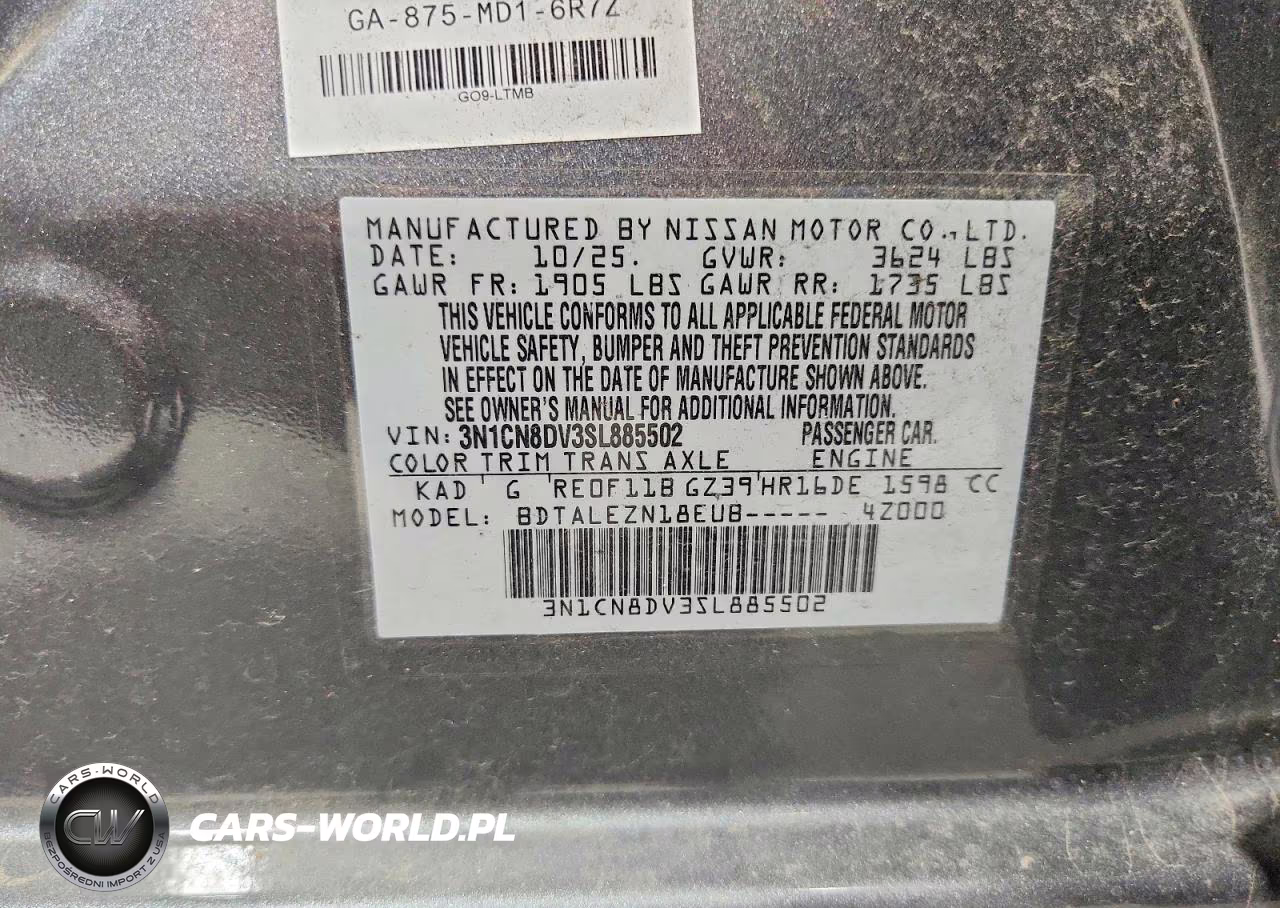 2025 Nissan Versa S VIN:3N1CN8DV3SL885502 - 13