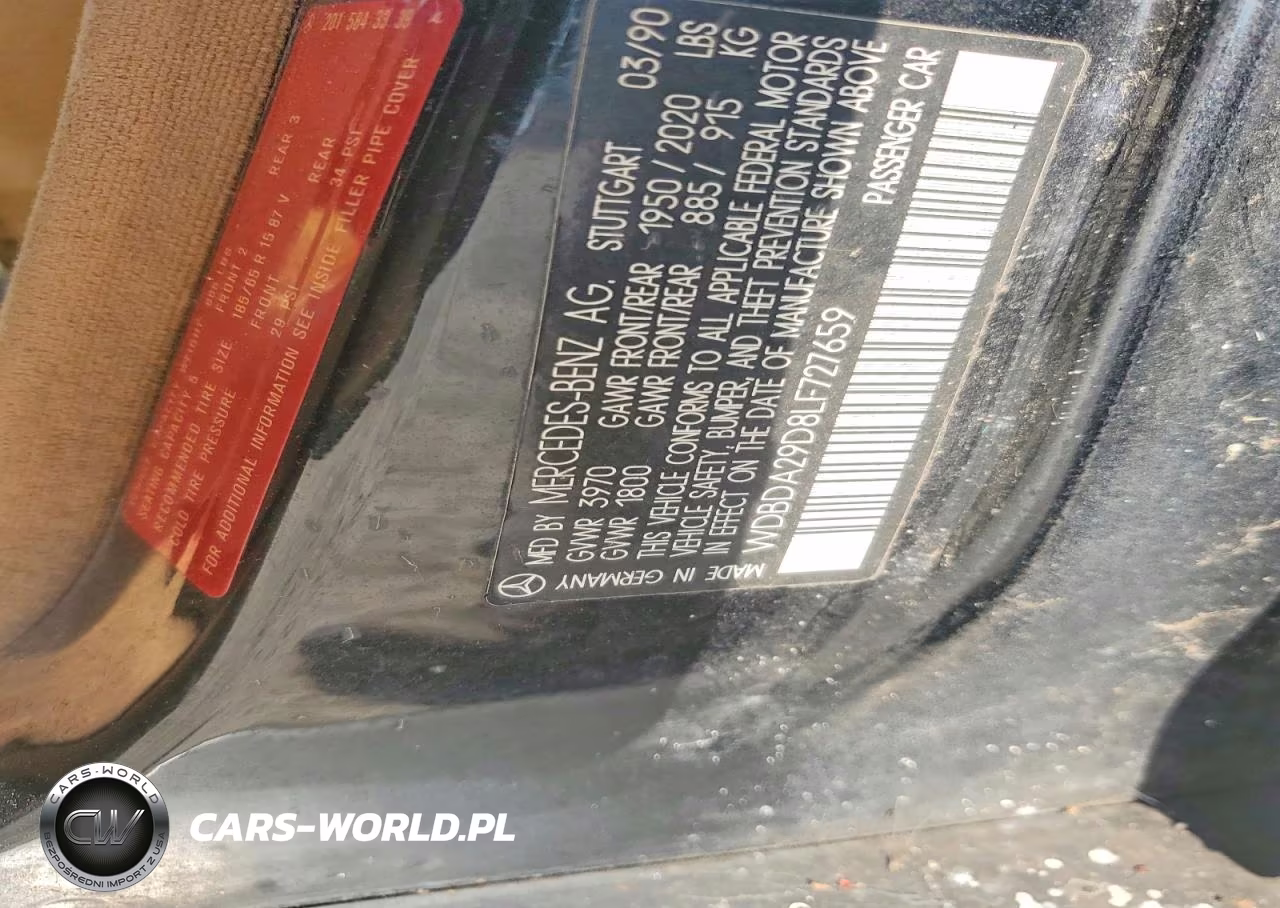 1990 Mercedes-Benz 190 E 2.6 VIN:WDBDA29D8LF727659 - 13