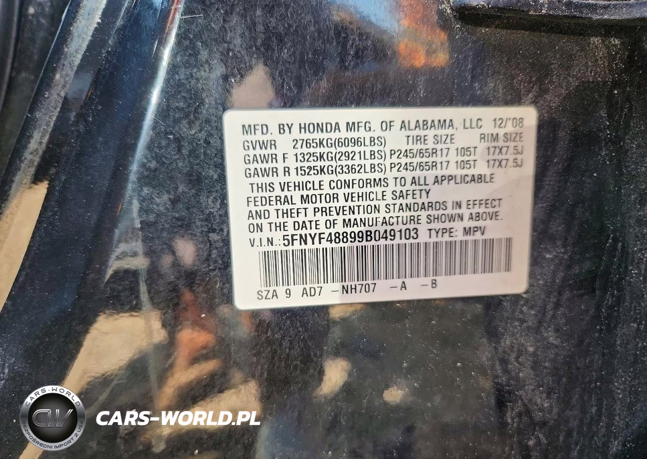 2009 Honda Pilot Touring VIN:5FNYF48899B049103 - 12
