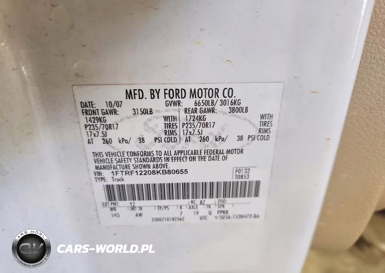 2008 Ford F150 VIN:1FTRF12208KB80655 - 12