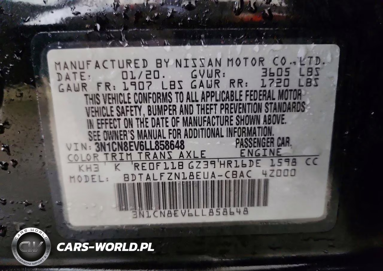 2020 Nissan Versa Sv VIN:3N1CN8EV6LL858648 - 13