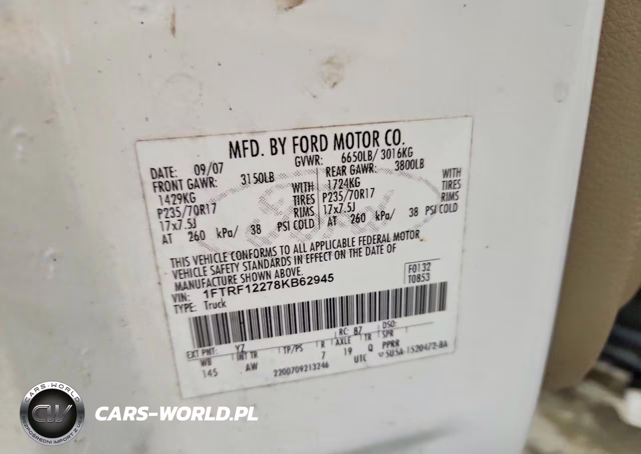 2008 Ford F150 VIN:1FTRF12278KB62945 - 12