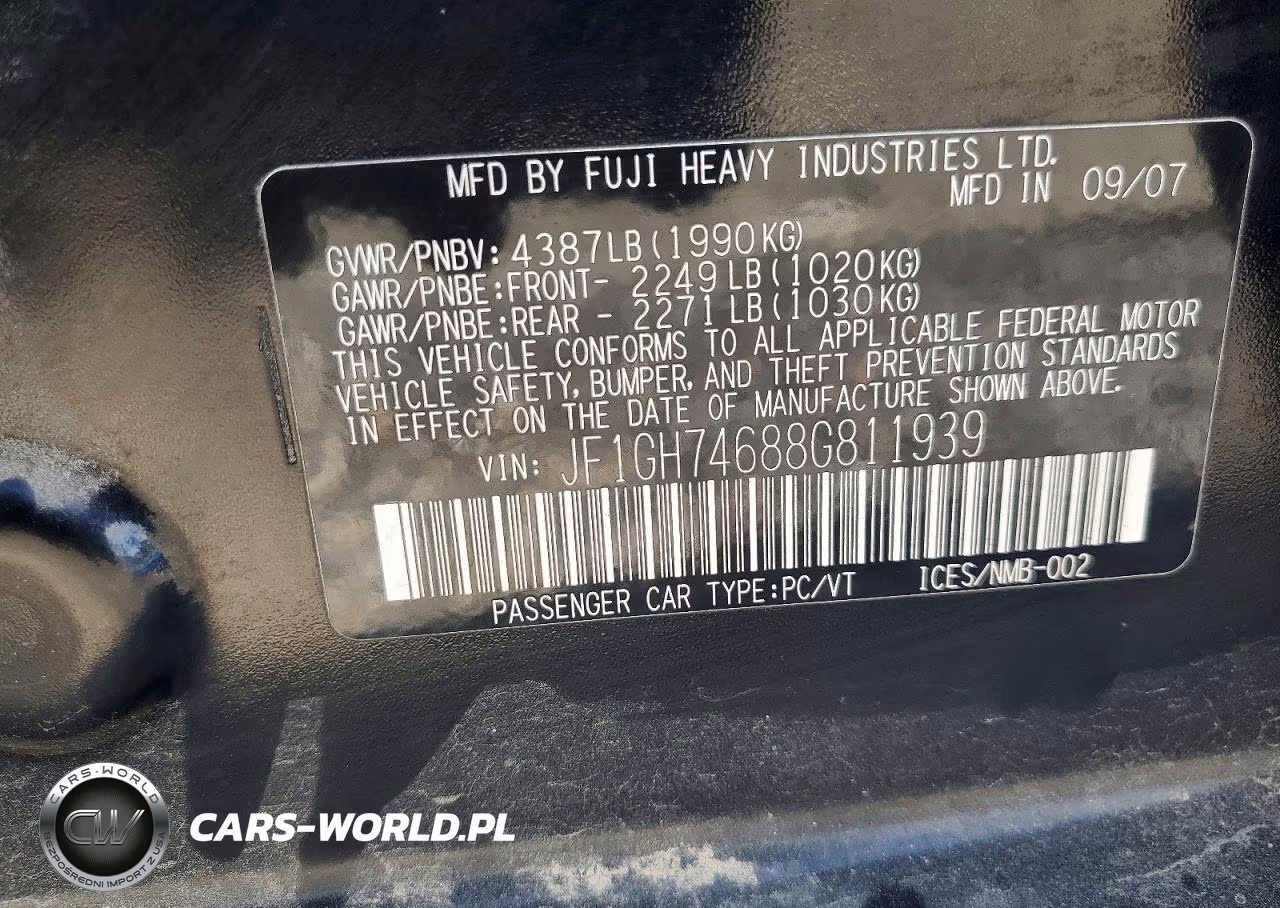 2008 Subaru Impreza Wrx VIN:JF1GH74688G811939 - 13