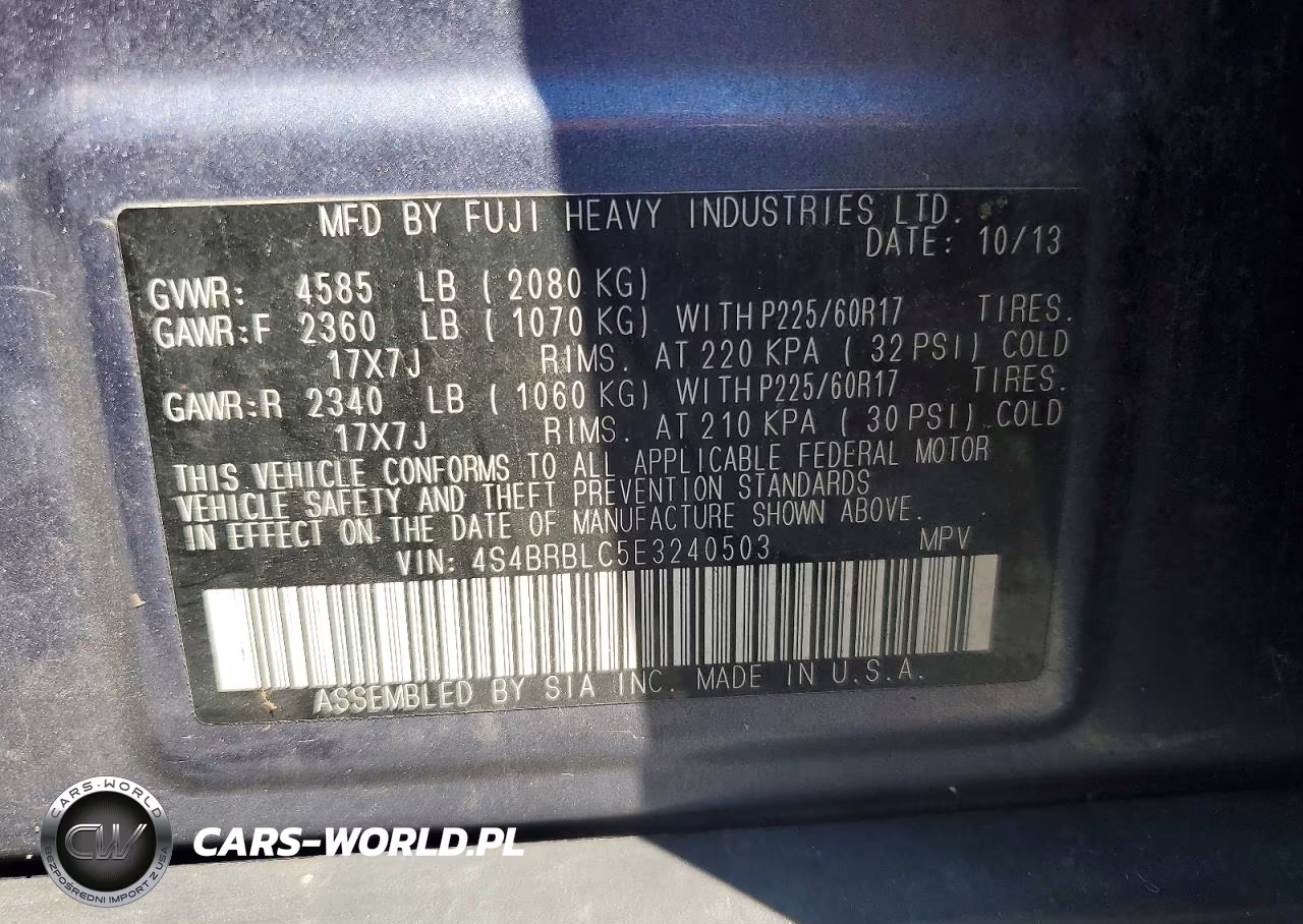 2014 Subaru Outback 2.5I Limited VIN:4S4BRBLC5E3240503 - 13