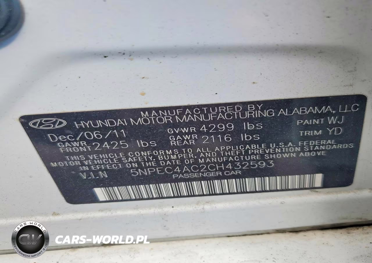 2012 Hyundai Sonata Limited VIN:5NPEC4AC2CH432593 - 12