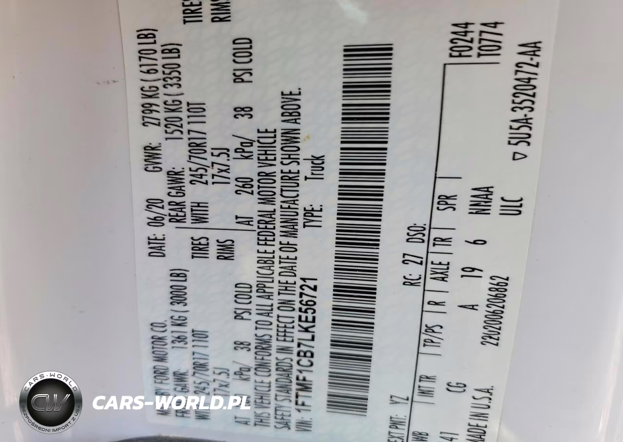 2020 Ford F150 VIN:1FTMF1CB7LKE56721 - 12