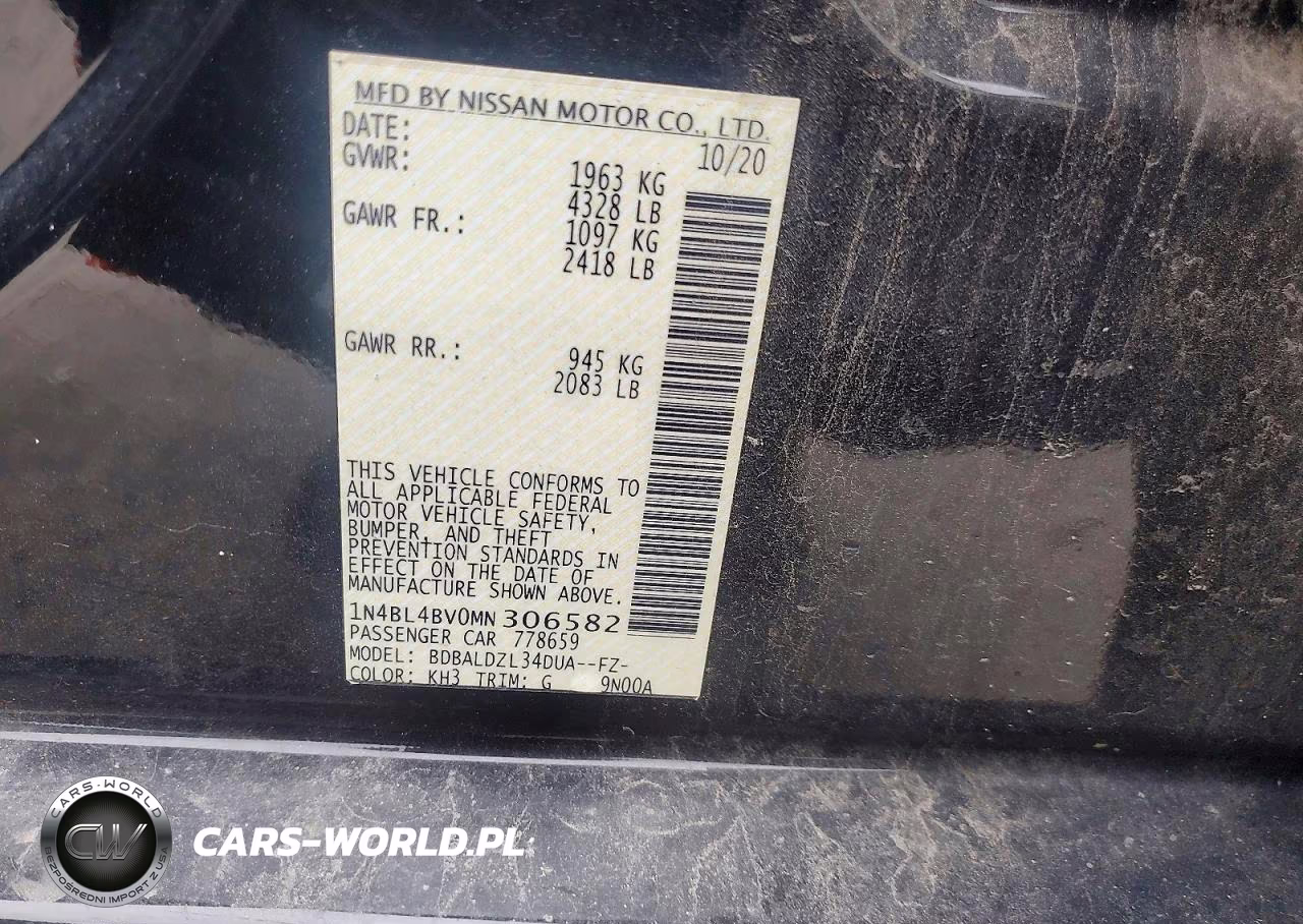2021 Nissan Altima S VIN:1N4BL4BV0MN306582 - 12