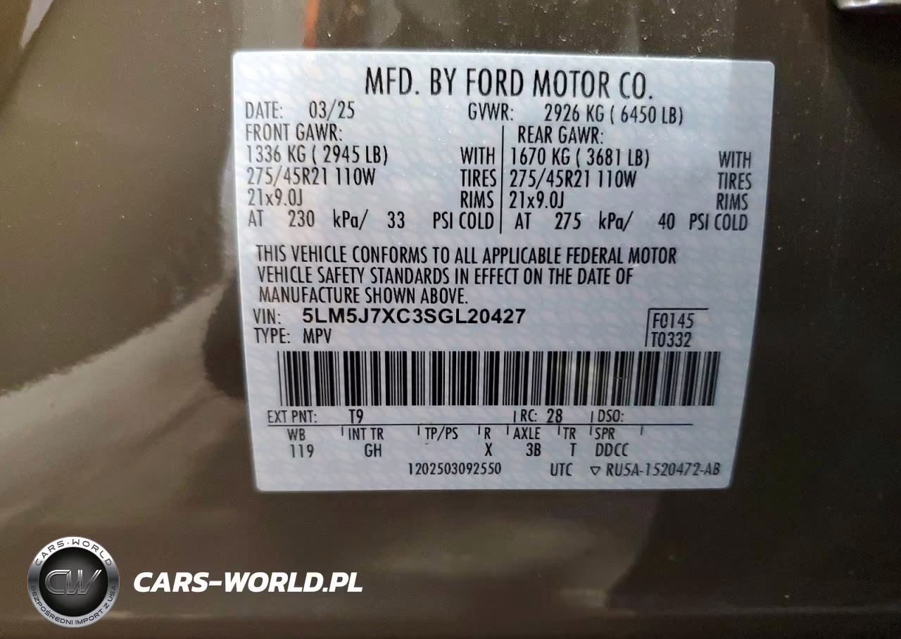 2025 Lincoln Aviator Reserve VIN:5LM5J7XC3SGL20427 - 14