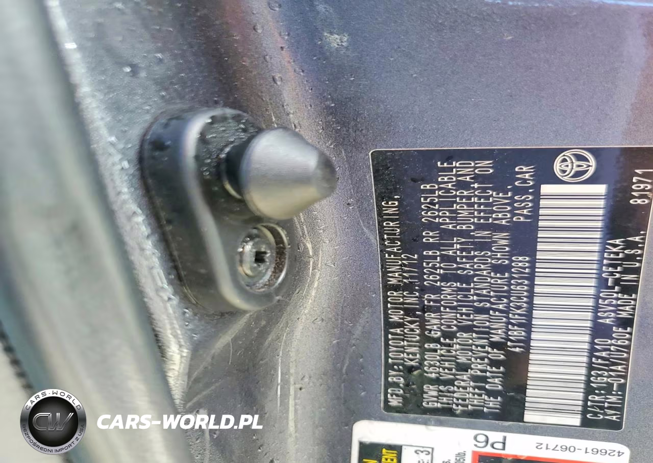 2012 Toyota Camry L VIN:4T1BF1FK3CU631288 - 12