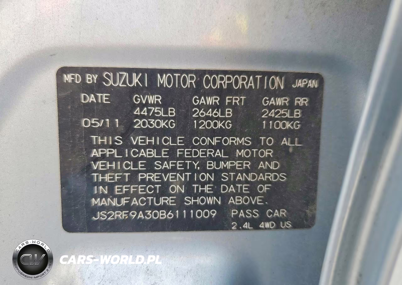 2011 Suzuki Kizashi Se VIN:JS2RF9A30B6111009 - 12