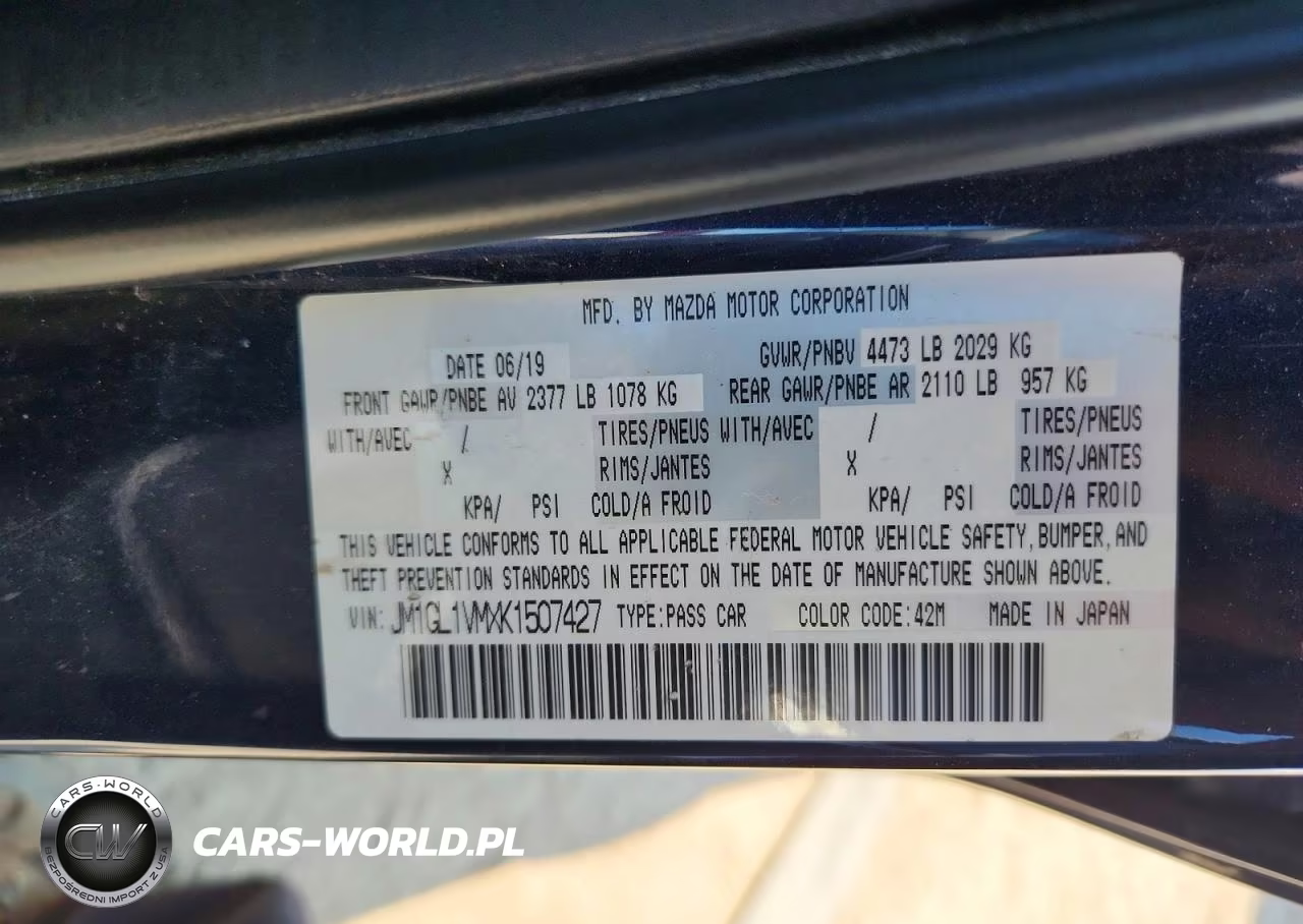 2019 Mazda 6 Touring VIN:JM1GL1VMXK1507427 - 12